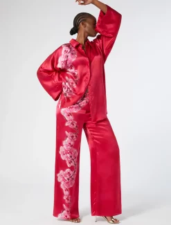 Marina Rinaldi Pantalon en satin de soie FUCHSIA Clearance