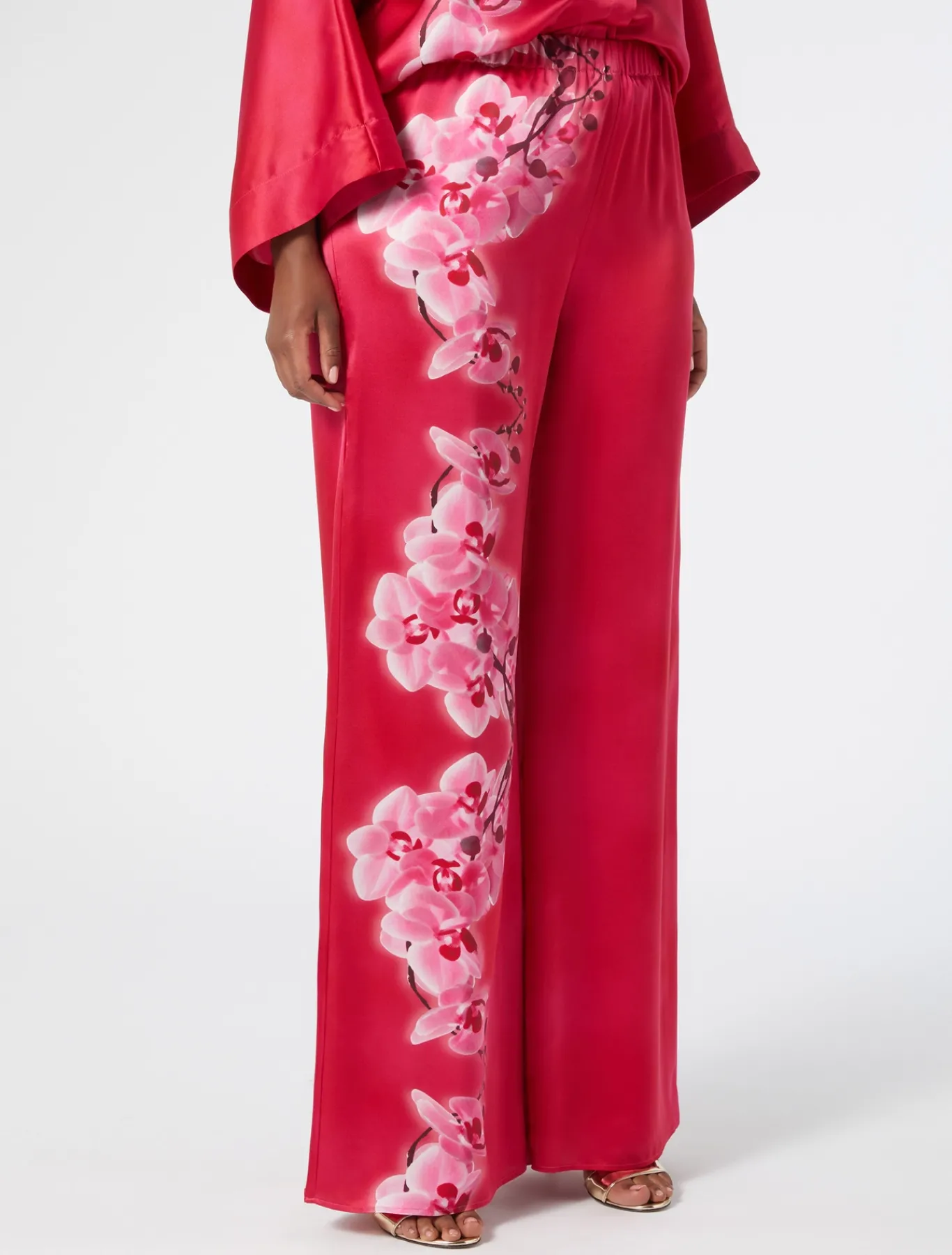Marina Rinaldi Pantalon en satin de soie FUCHSIA Clearance