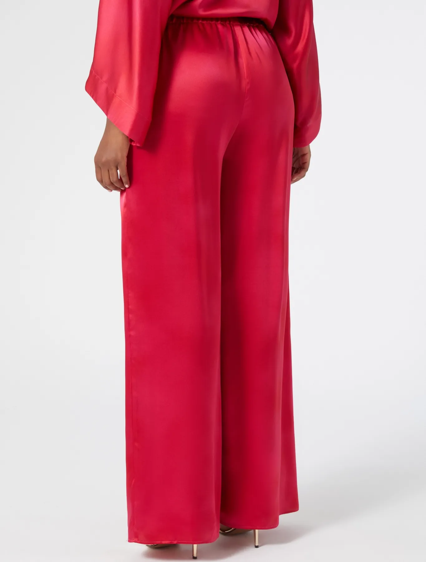Marina Rinaldi Pantalon en satin de soie FUCHSIA Clearance