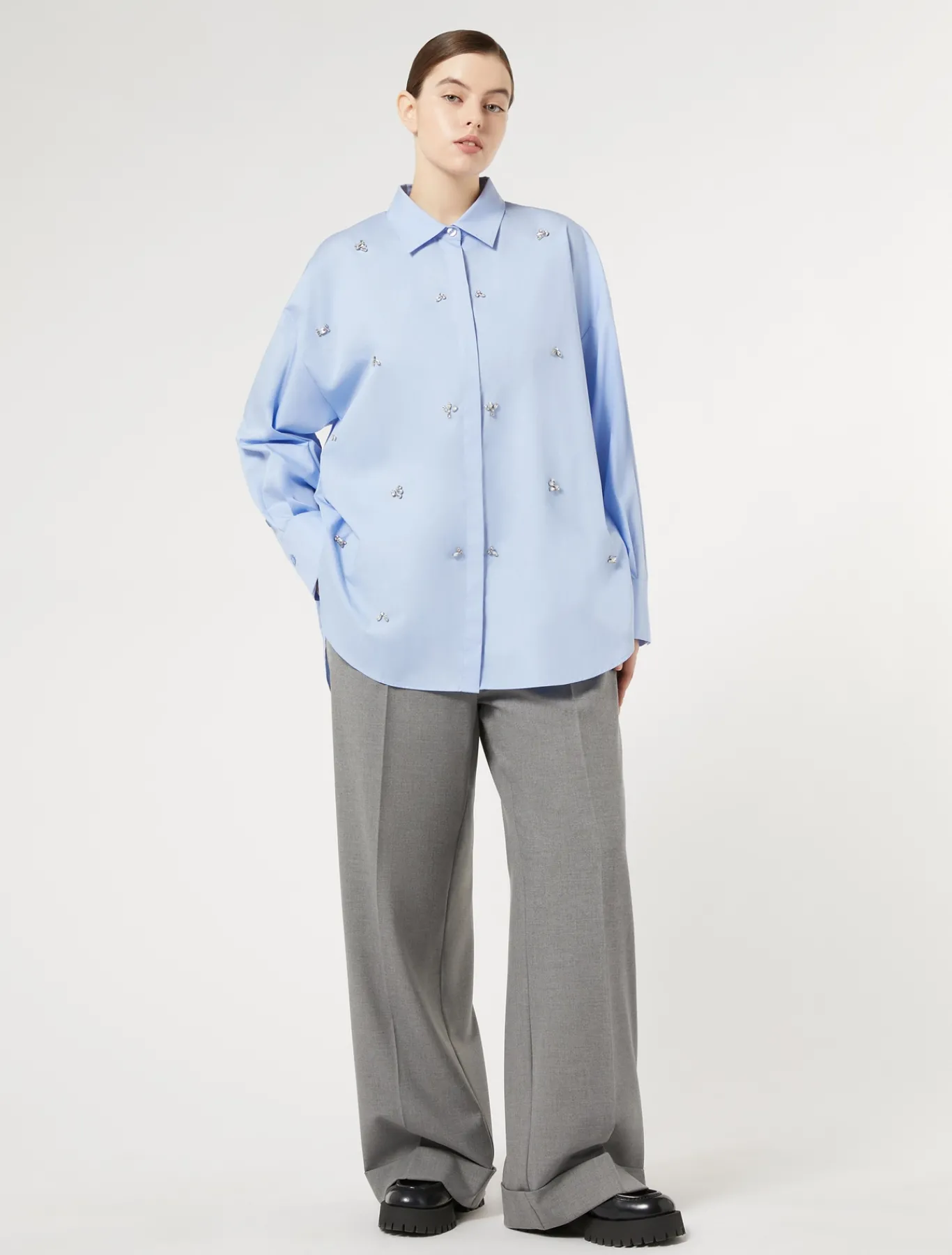 Marina Rinaldi Pantalon en sergé de viscose mélangée GRISMOYEN Hot