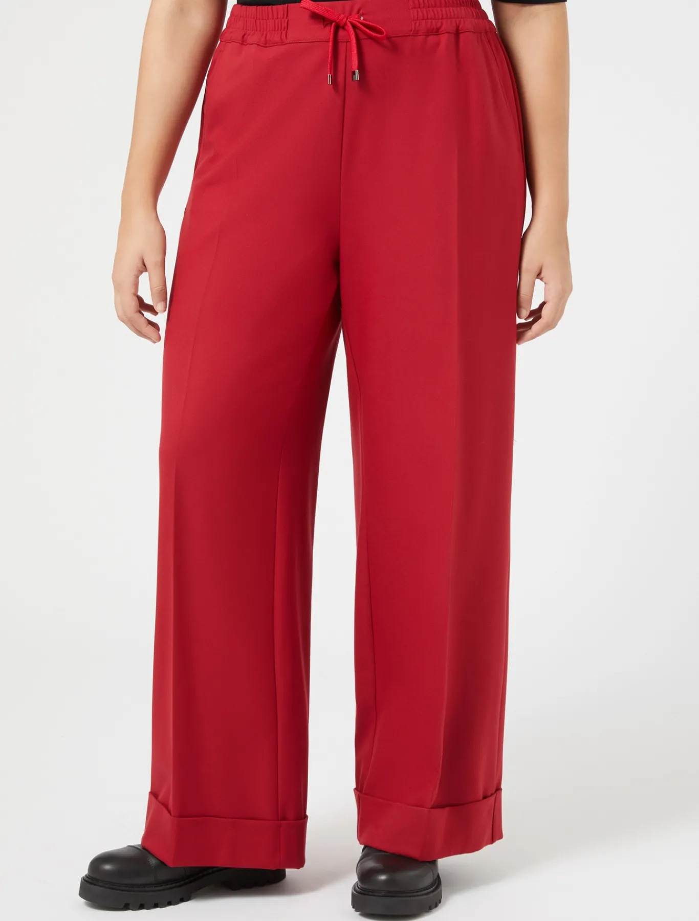Marina Rinaldi Pantalon en sergé de viscose mélangée ROUGE Discount