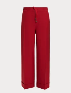 Marina Rinaldi Pantalon en sergé de viscose mélangée ROUGE Discount
