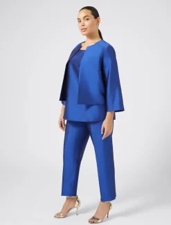 Marina Rinaldi Pantalon en shantung de pure soie VIOLET New