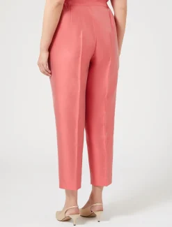 Marina Rinaldi Pantalon en shantung de pure soie ROUGE Clearance