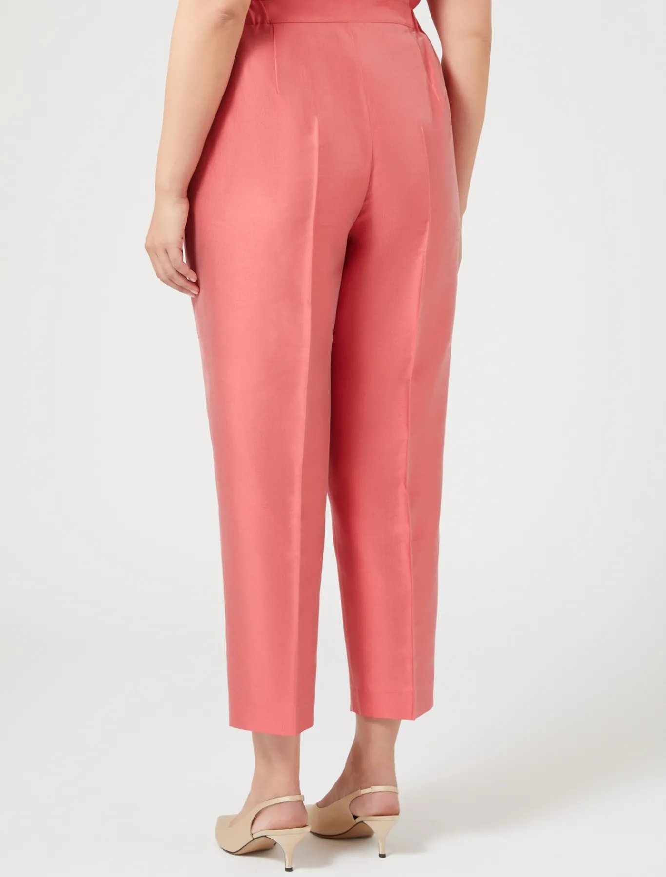 Marina Rinaldi Pantalon en shantung de pure soie ROUGE Clearance