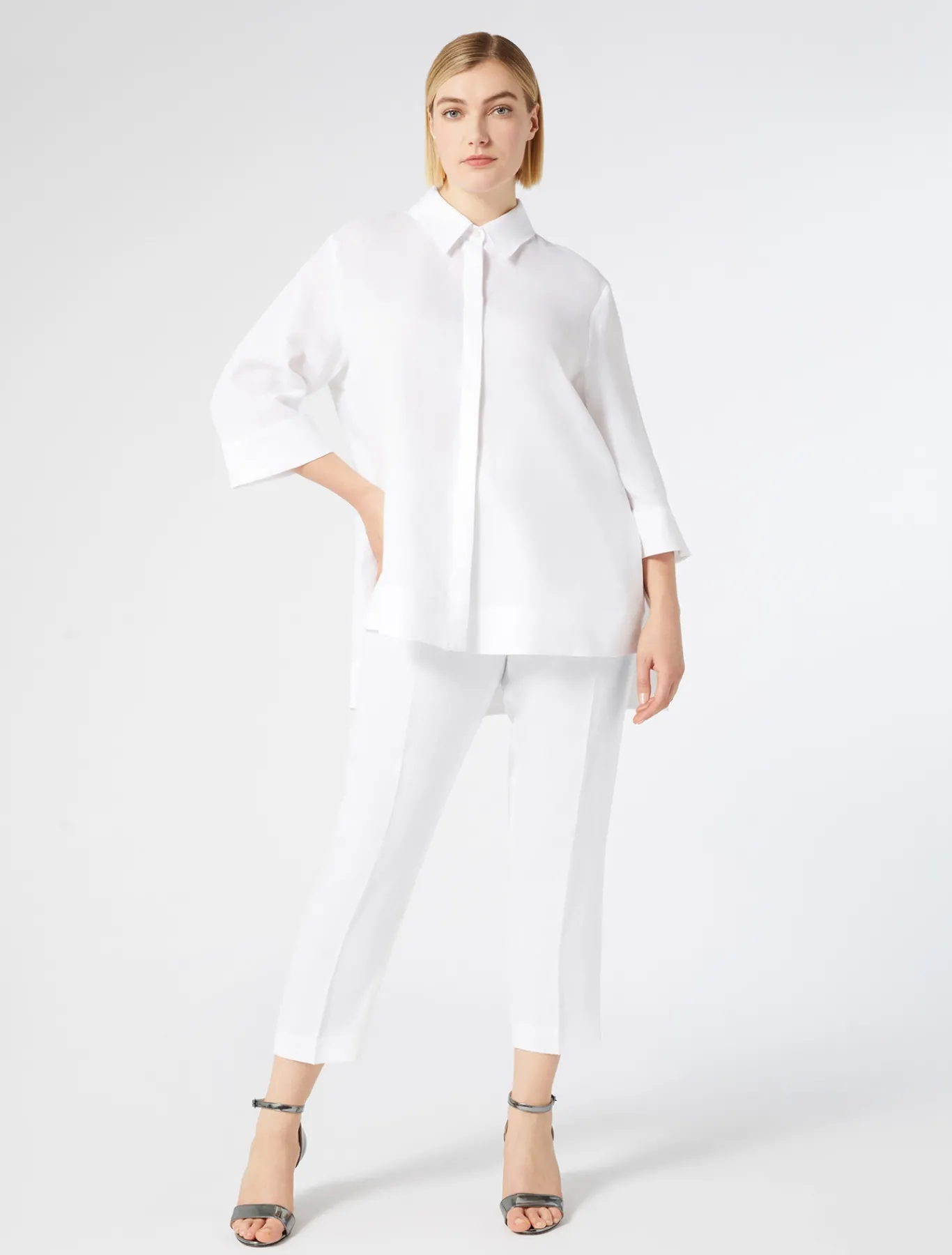 Marina Rinaldi Pantalon en tissu enduit BLANC Outlet