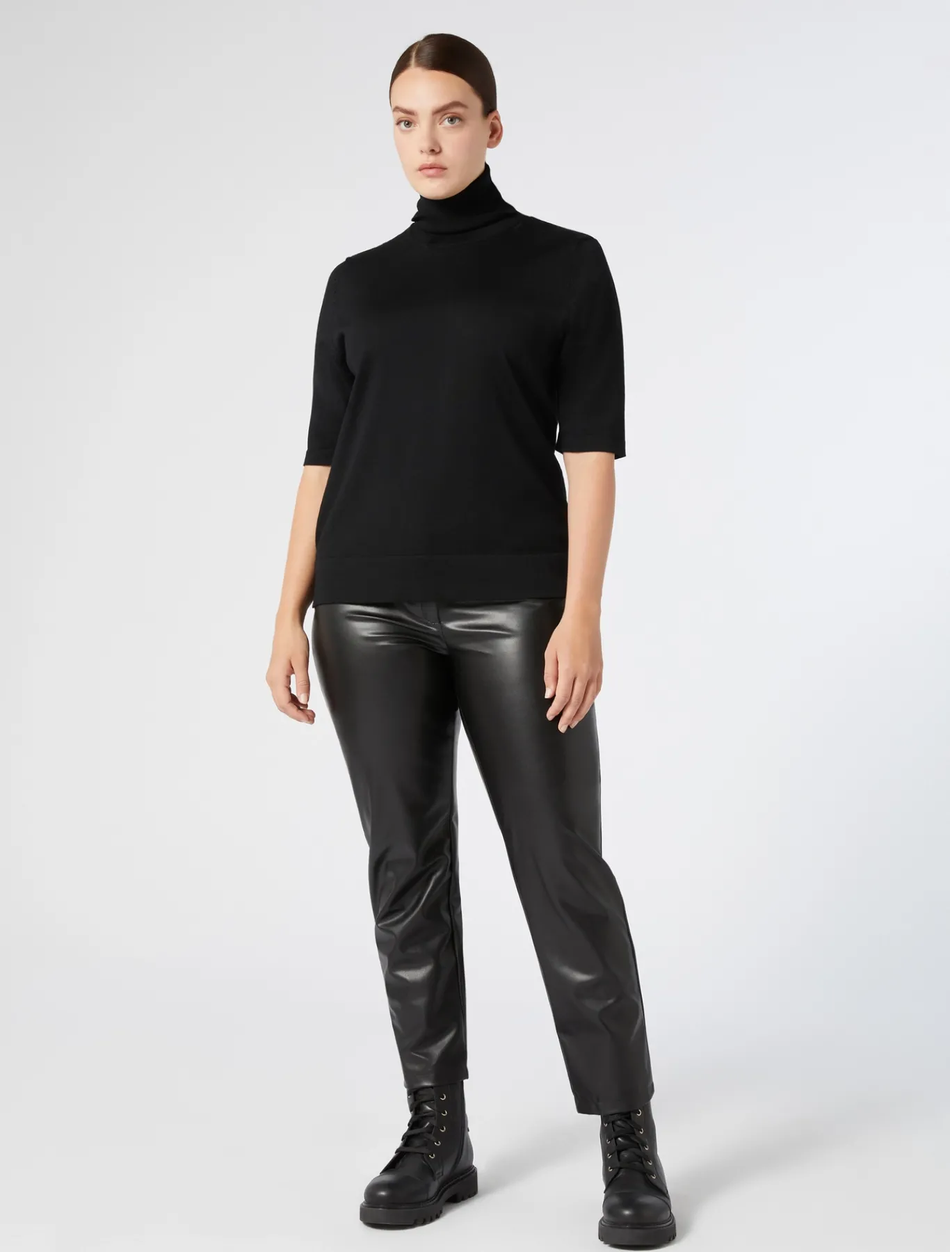 Marina Rinaldi Pantalon en tissu enduit NOIR Online