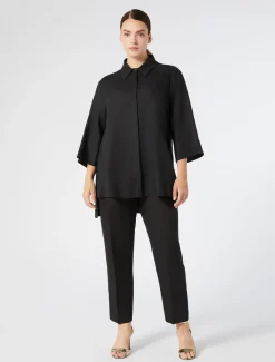 Marina Rinaldi Pantalon en tissu enduit NOIR New