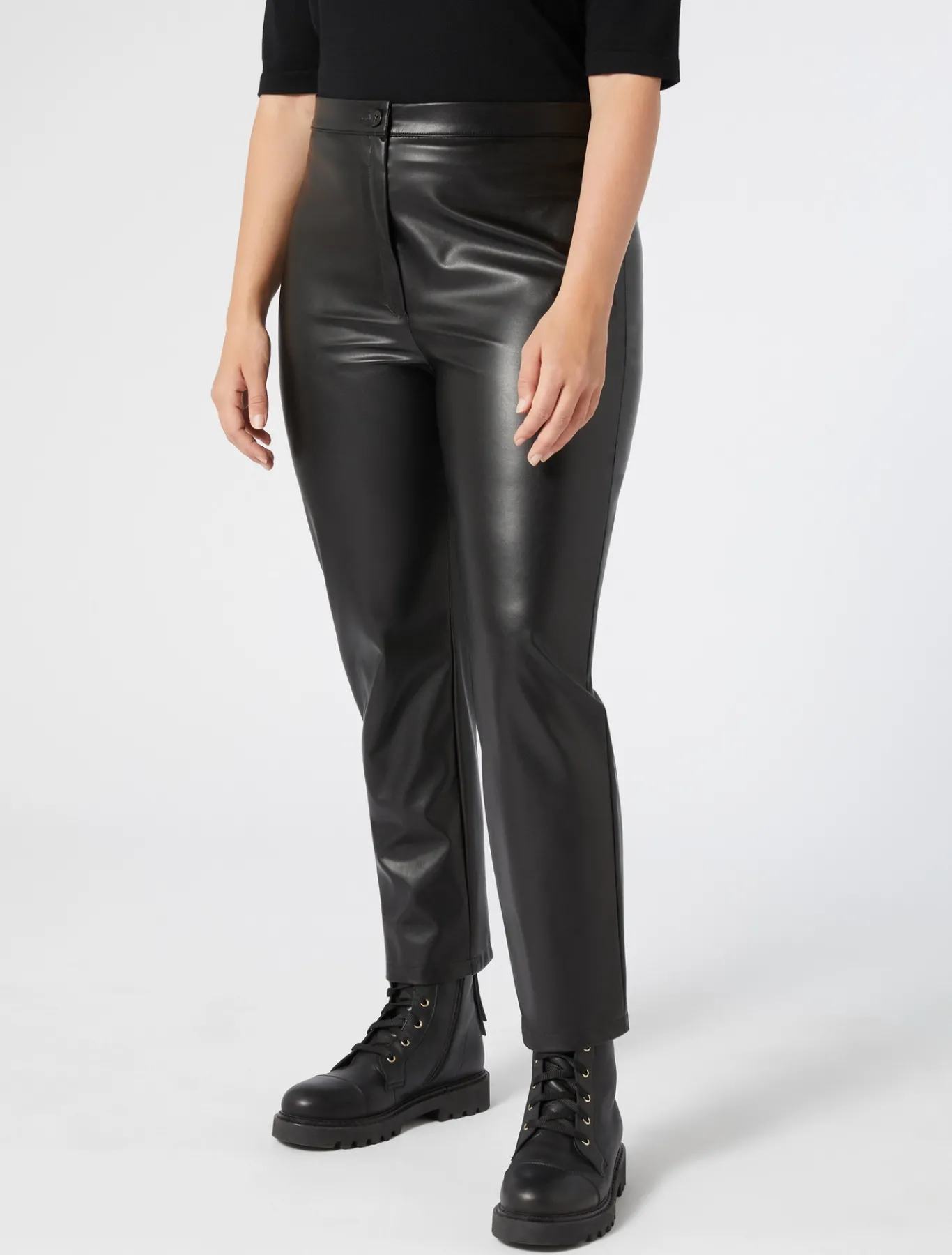 Marina Rinaldi Pantalon en tissu enduit NOIR Online