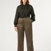 Marina Rinaldi Pantalon en tissu teint en fil et viscose MARRONFONCE Clearance
