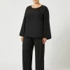 Marina Rinaldi Pantalon en tissu teint en fil et viscose NOIR Hot