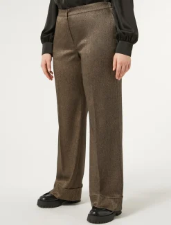 Marina Rinaldi Pantalon en tissu teint en fil et viscose MARRONFONCE Clearance