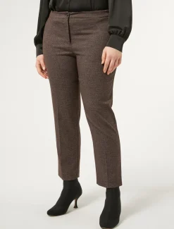 Marina Rinaldi Pantalon en tissu teint en fil et viscose MARRONFONCE Fashion