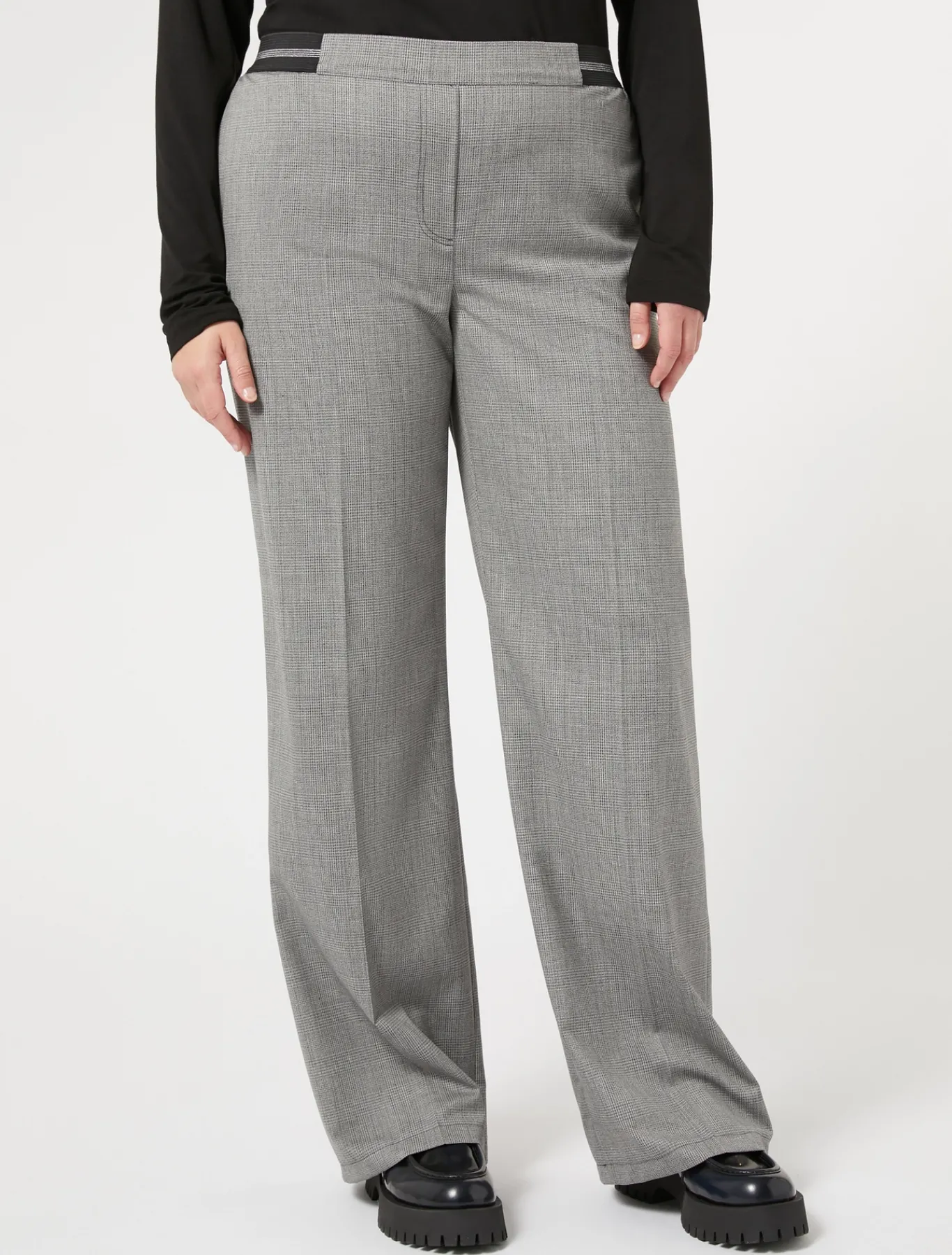 Marina Rinaldi Pantalon en tissu teint en fil et lurex NOIR Outlet