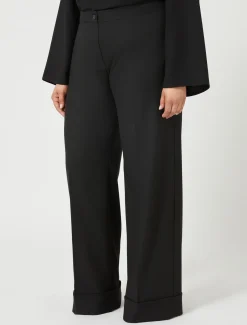 Marina Rinaldi Pantalon en tissu teint en fil et viscose NOIR Hot