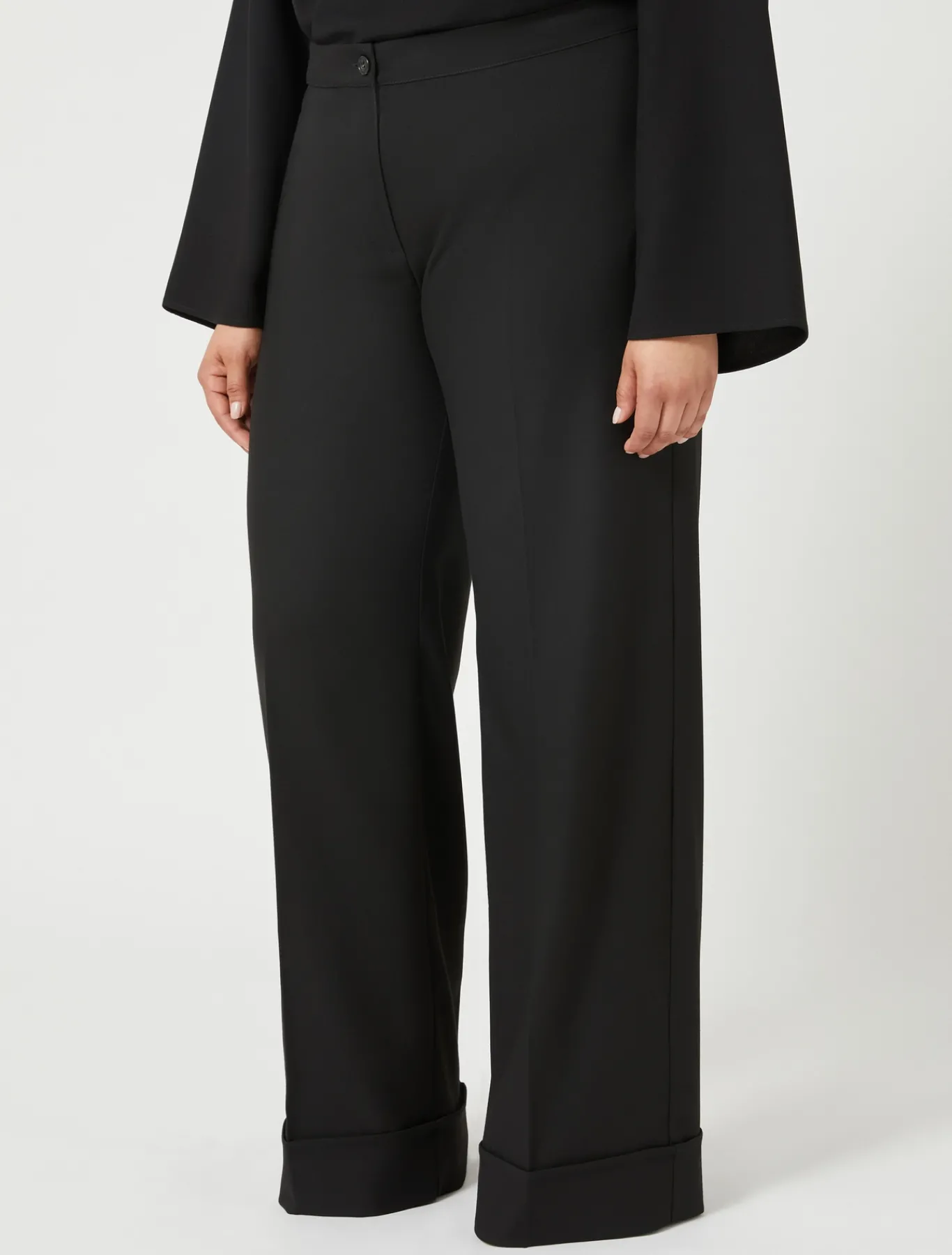 Marina Rinaldi Pantalon en tissu teint en fil et viscose NOIR Hot