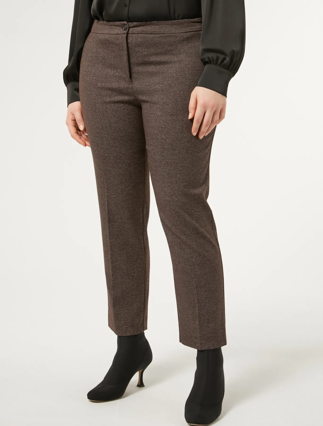 Marina Rinaldi Pantalon en tissu teint en fil et viscose MARRONFONCE Fashion