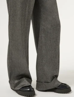 Marina Rinaldi Pantalon en tissu teint en fil et viscose NOIR Sale