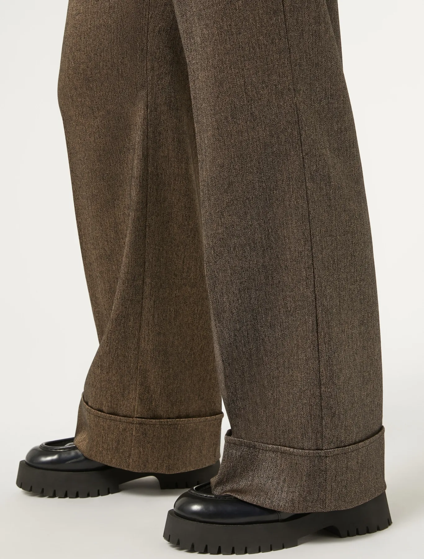 Marina Rinaldi Pantalon en tissu teint en fil et viscose MARRONFONCE Clearance