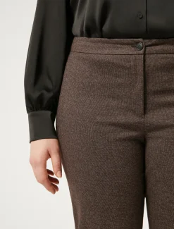 Marina Rinaldi Pantalon en tissu teint en fil et viscose MARRONFONCE Fashion