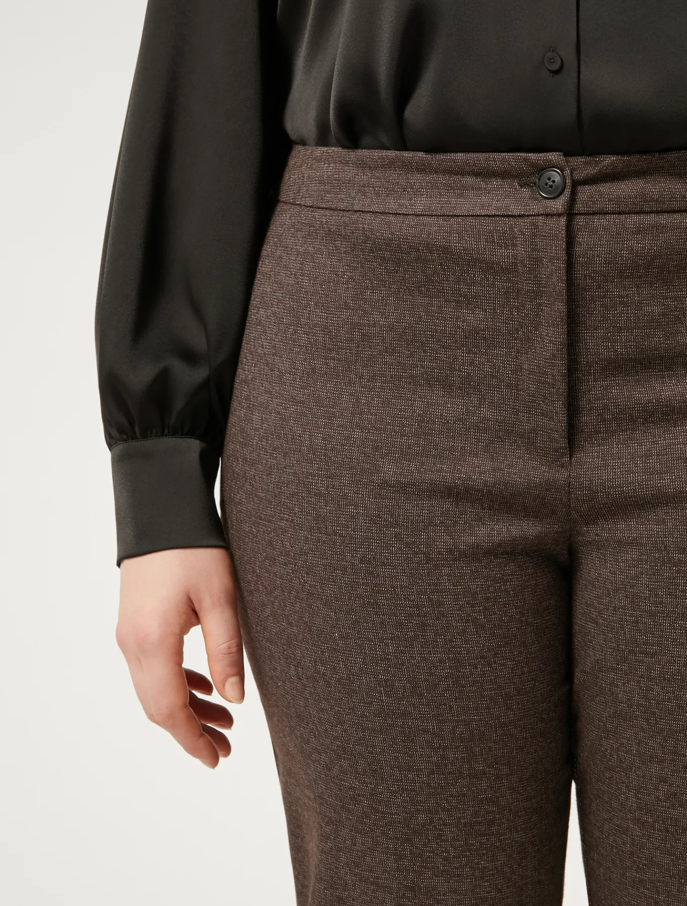 Marina Rinaldi Pantalon en tissu teint en fil et viscose MARRONFONCE Fashion