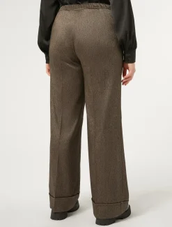 Marina Rinaldi Pantalon en tissu teint en fil et viscose MARRONFONCE Clearance