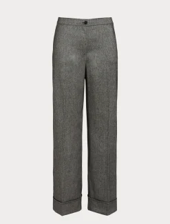 Marina Rinaldi Pantalon en tissu teint en fil et viscose NOIR Sale