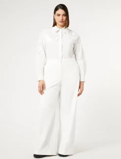 Marina Rinaldi Pantalon en toile de coton mélangé BLANC Hot