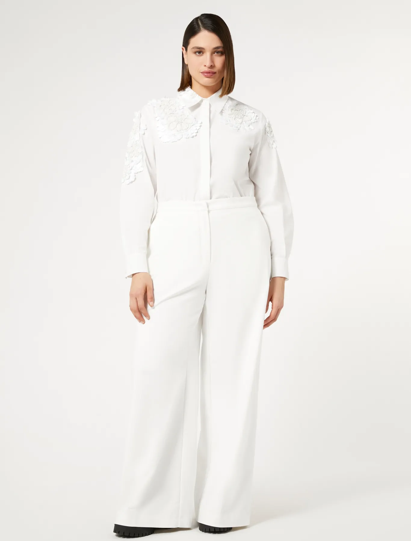 Marina Rinaldi Pantalon en toile de coton mélangé BLANC Hot