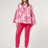 Marina Rinaldi Pantalon en toile de coton mélangé FUCHSIA Fashion