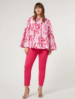 Marina Rinaldi Pantalon en toile de coton mélangé FUCHSIA Fashion