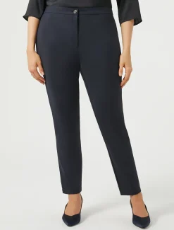 Marina Rinaldi Pantalon en toile de coton BLEUNUIT Fashion