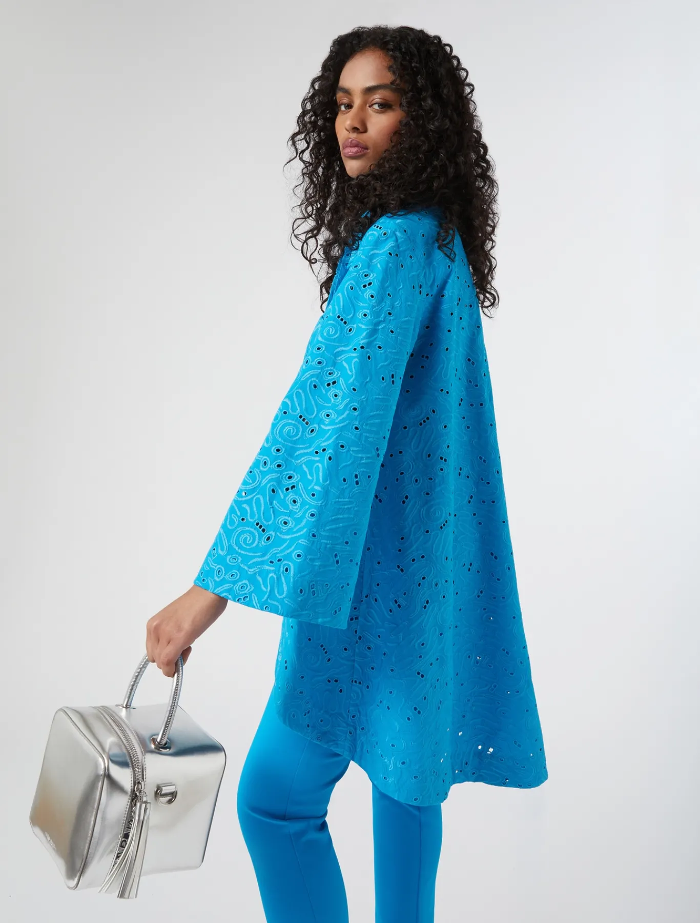 Marina Rinaldi Pantalon en toile de coton mélangé TURQUOISE Best