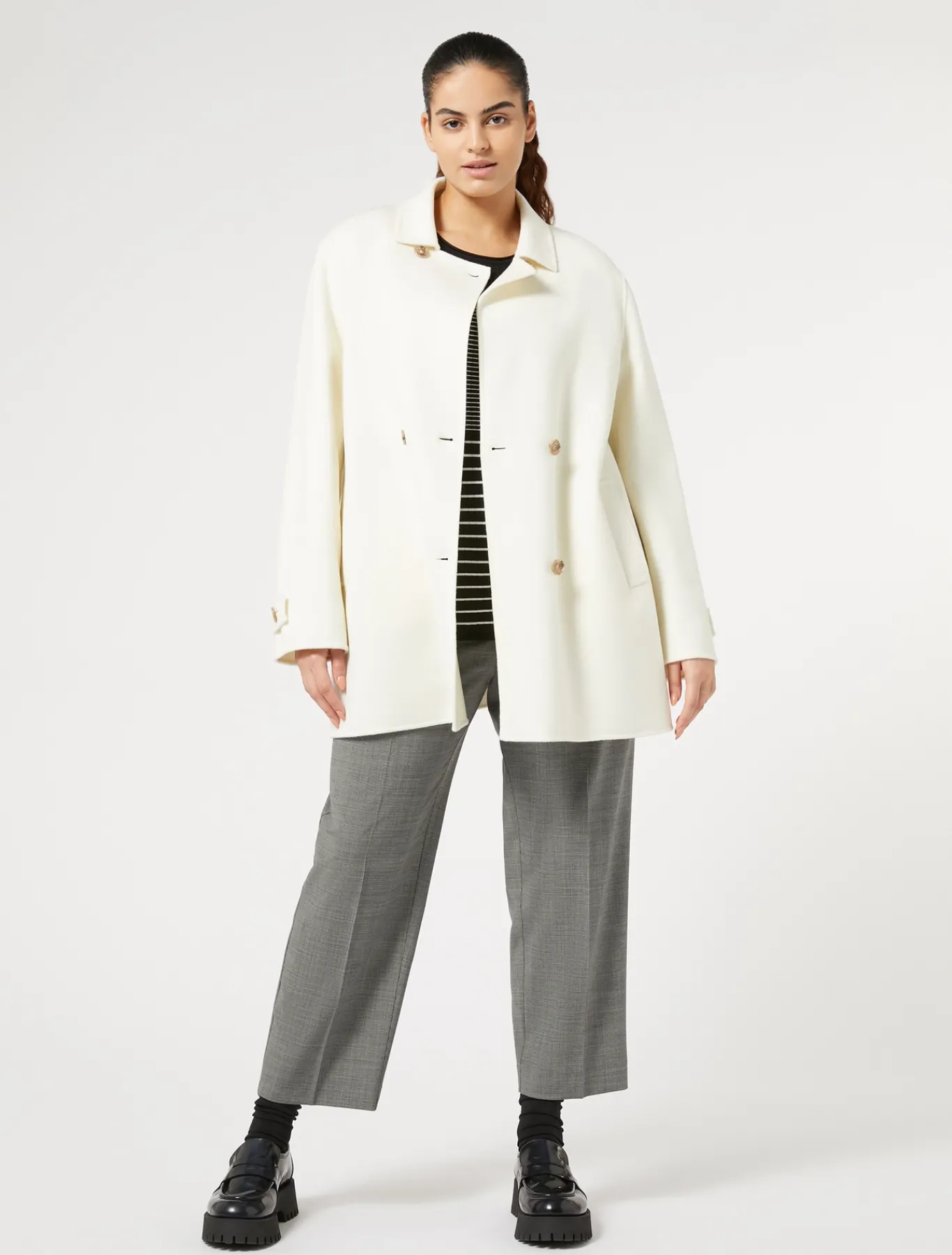 Marina Rinaldi Pantalon en toile de laine NOIR Discount