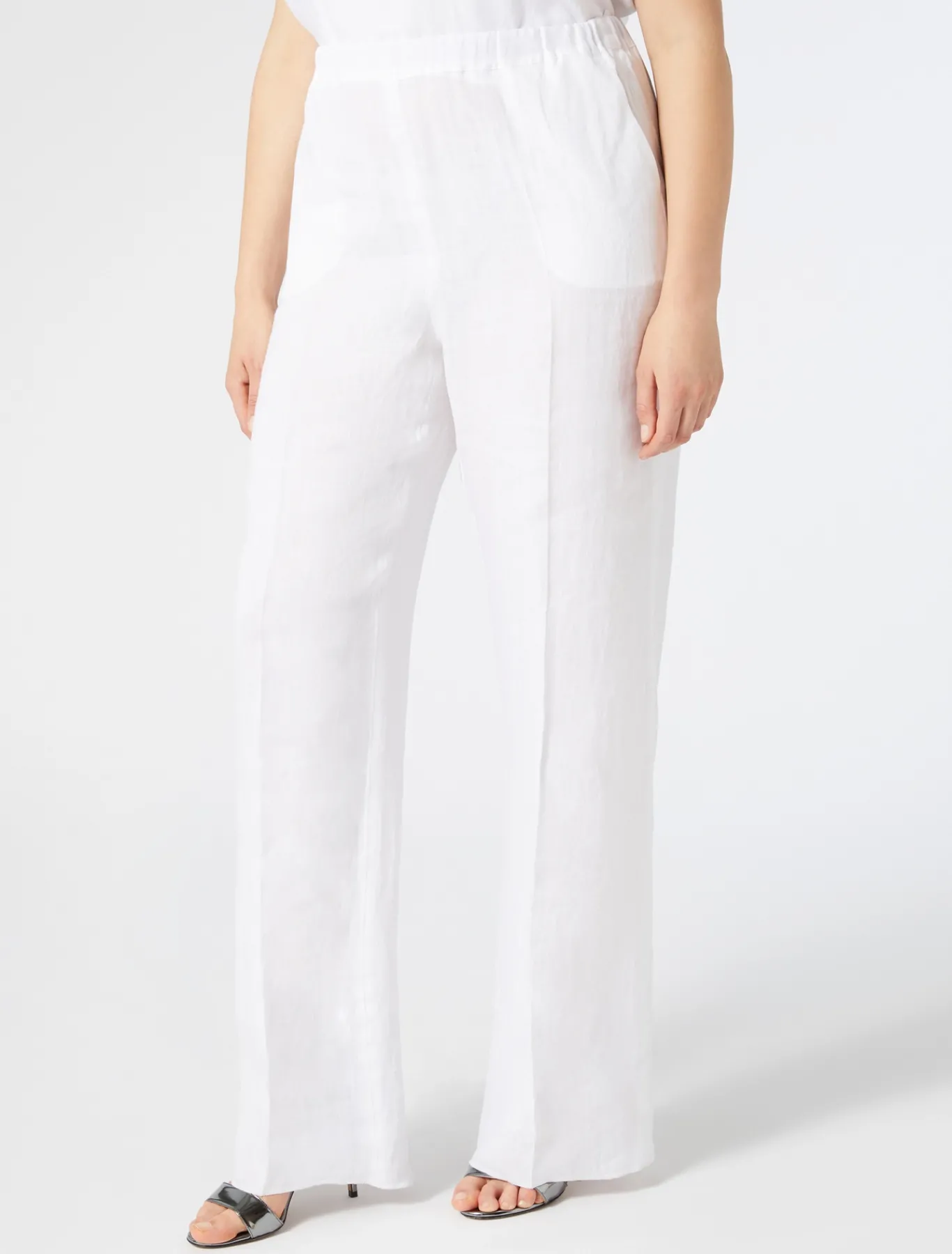 Marina Rinaldi Pantalon en toile de lin BLANCNEUTRE Discount