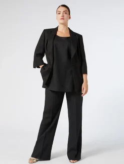 Marina Rinaldi Pantalon en toile de lin NOIR New