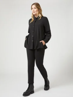 Marina Rinaldi Pantalon en toile de pure laine NOIR Hot