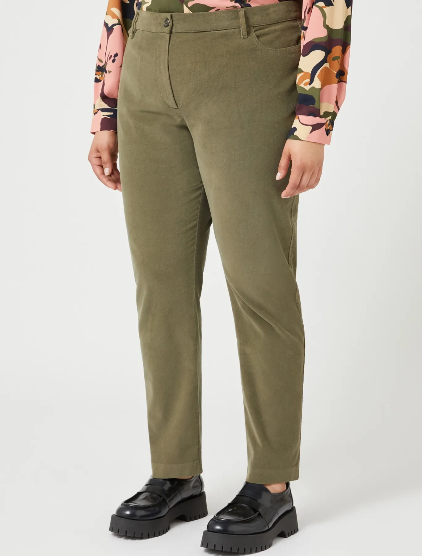 Marina Rinaldi Pantalon en velours de coton KAKI Outlet