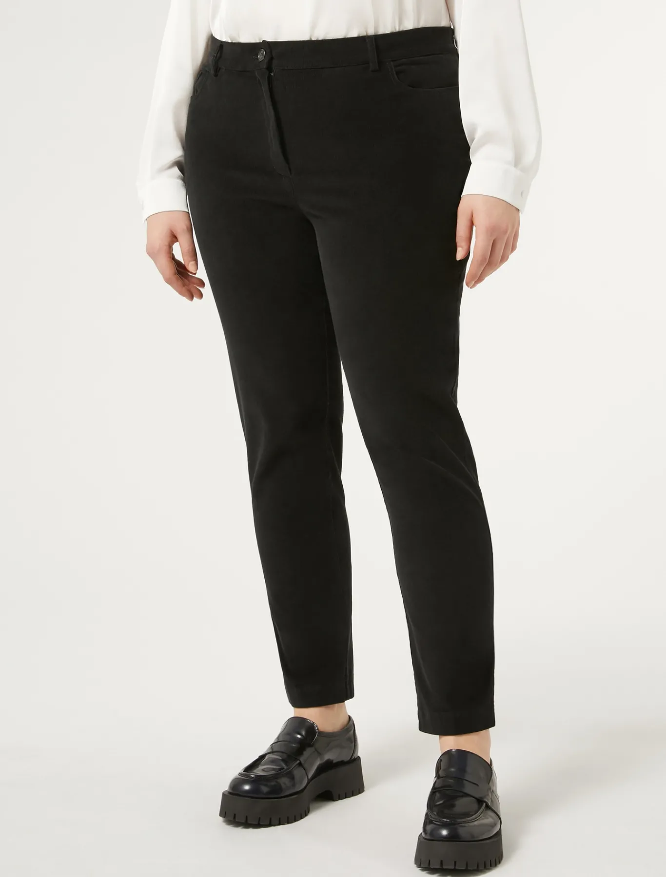 Marina Rinaldi Pantalon en velours de coton NOIR Outlet