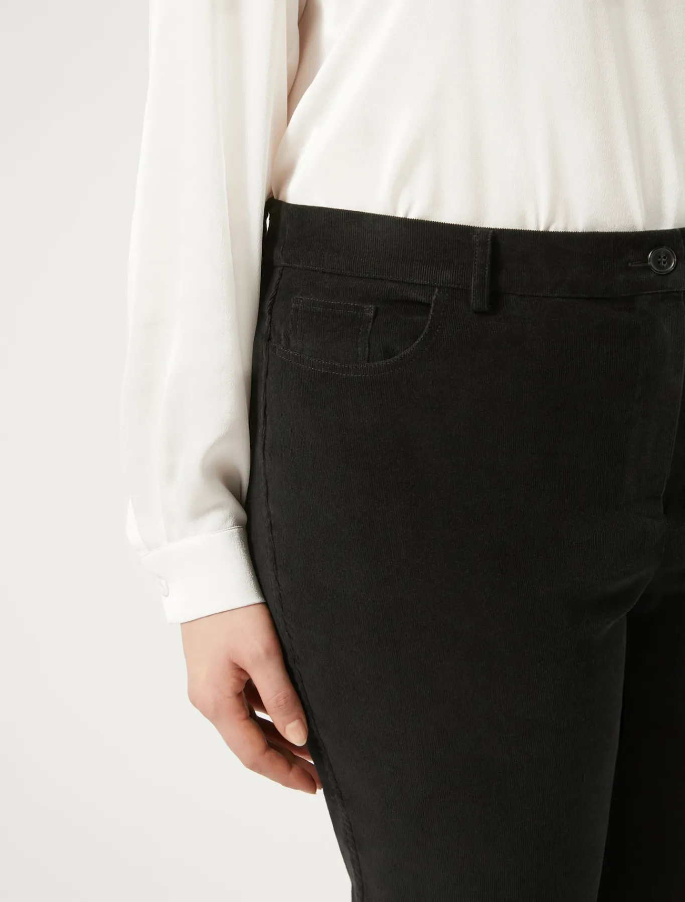 Marina Rinaldi Pantalon en velours de coton NOIR Outlet