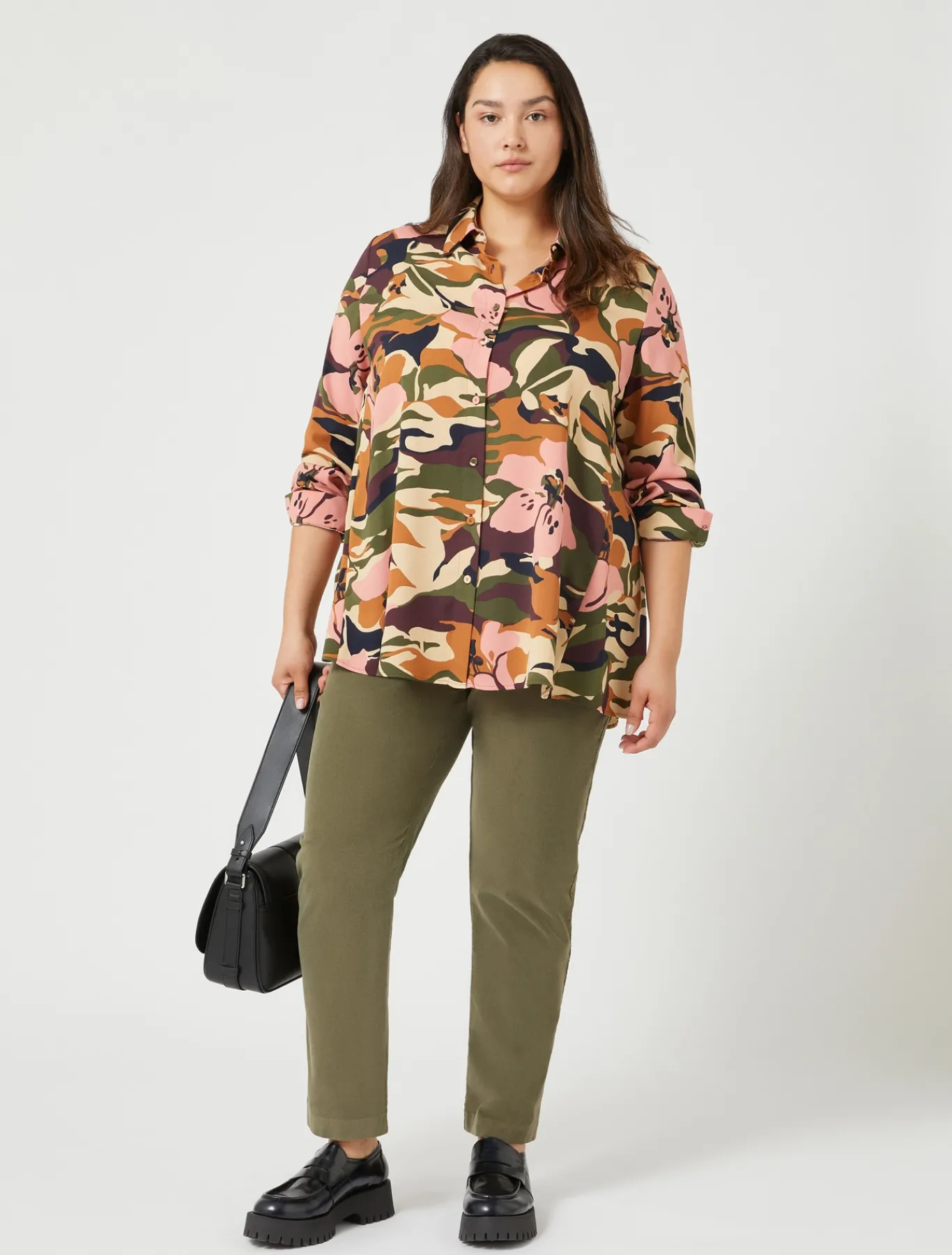 Marina Rinaldi Pantalon en velours de coton KAKI Outlet