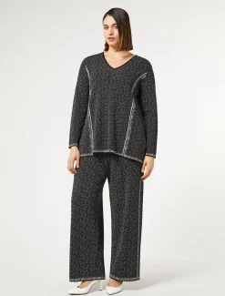 Marina Rinaldi Pantalon en viscose jacquard NOIRBLANC Hot