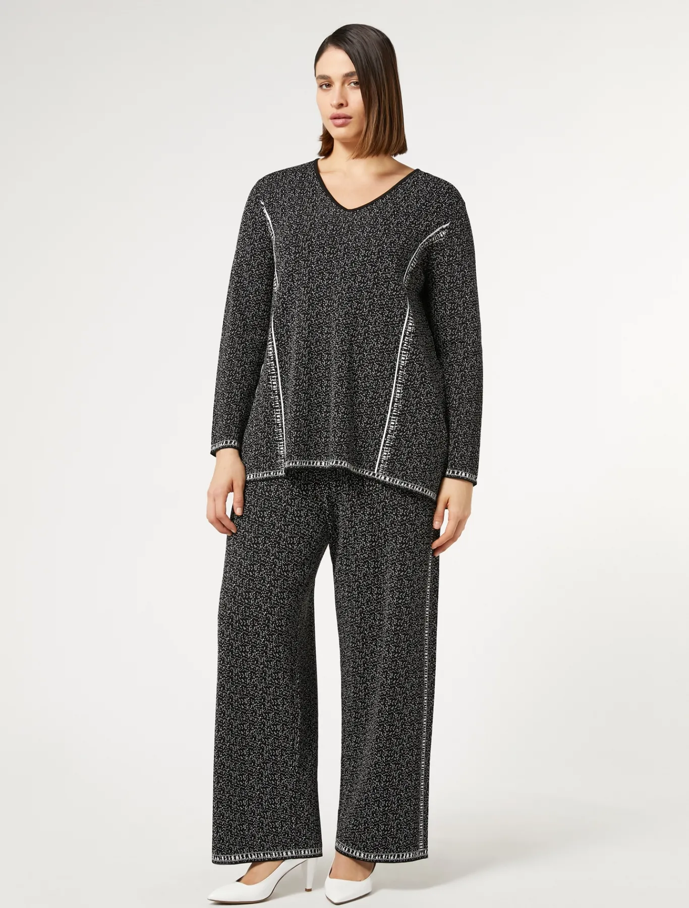 Marina Rinaldi Pantalon en viscose jacquard NOIRBLANC Hot
