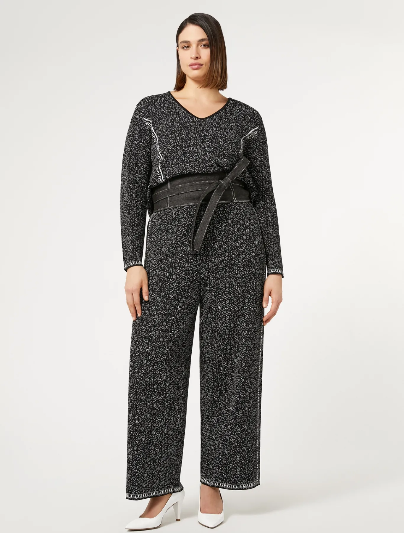Marina Rinaldi Pantalon en viscose jacquard NOIRBLANC Hot