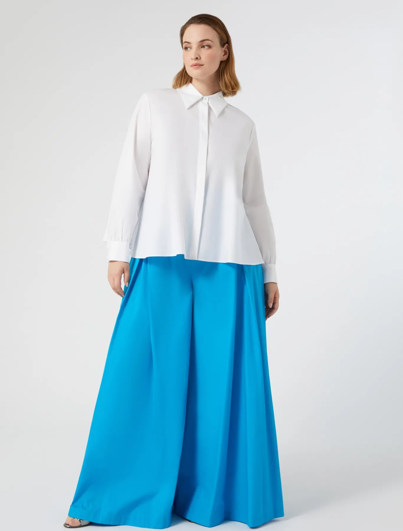 Marina Rinaldi Pantalon large en popeline TURQUOISE Online