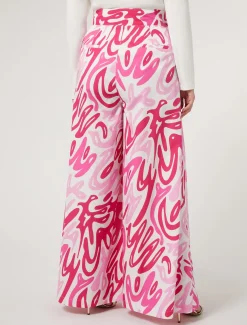 Marina Rinaldi Pantalon large en popeline imprimée BLANC Fashion