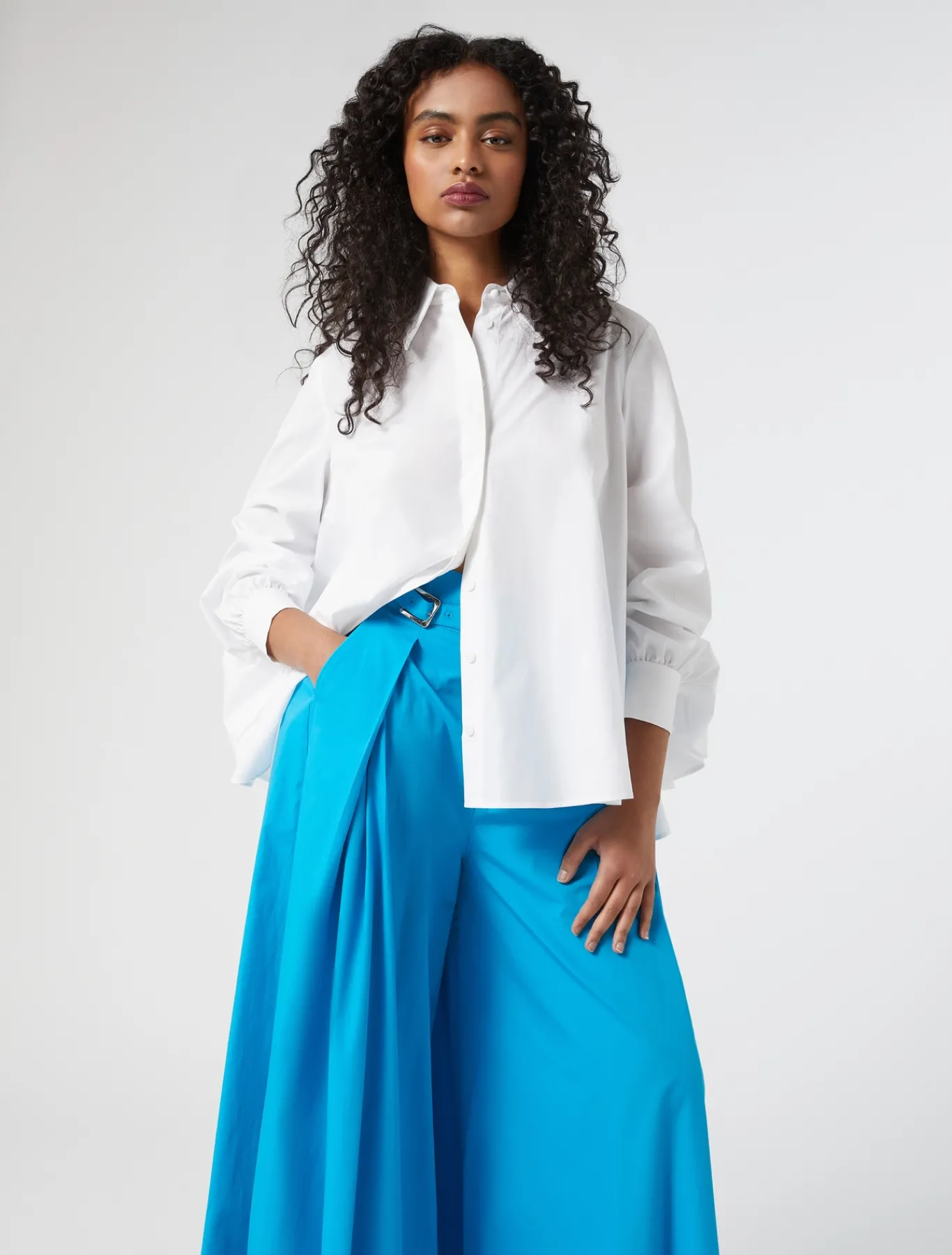 Marina Rinaldi Pantalon large en popeline TURQUOISE Online