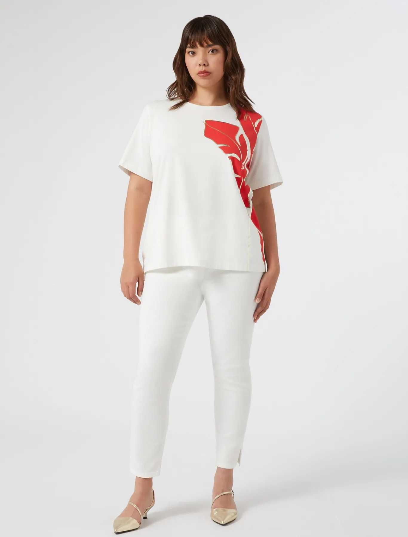Marina Rinaldi Pantalon Perfect en bull de coton BLANC Best