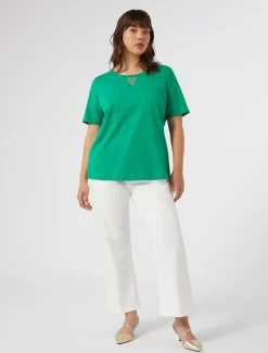 Marina Rinaldi Pantalon évasé en bull de coton BLANC Fashion