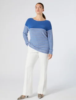 Marina Rinaldi Pantalon évasé en coton stretch BLANC Best